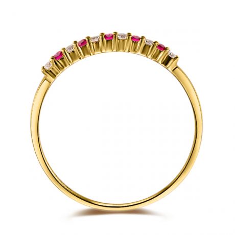 Anello Mythique - Oro Giallo, Riviera Mezzo Giro di Rubini e Diamanti