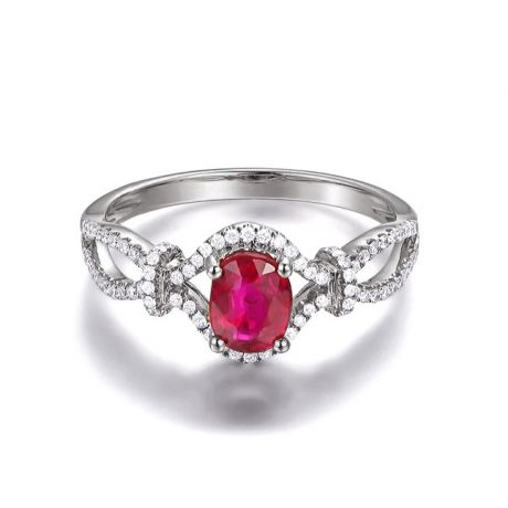 Anello Giardino Segreto - Oro Bianco, Rubino Mozambico & Diamanti