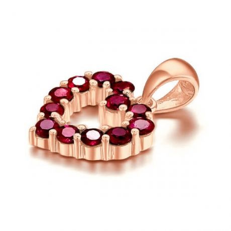 Ciondolo Cuore rosso - Oro rosa e Rubini