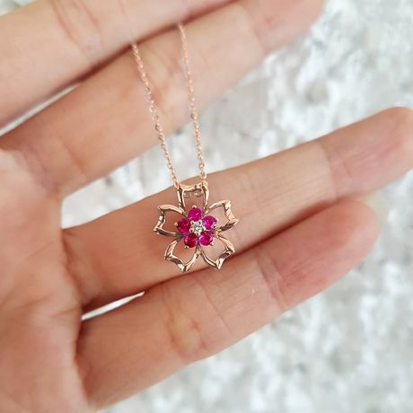 Ciondolo primavera - Oro rosa e rubini