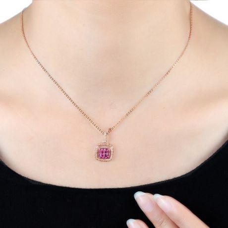 Ciondolo Quadrato - Oro rosa, Rubini e Diamanti oro rosa