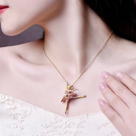 Ciondolo Princesse Ballerina - Spilla Oro giallo e rosa - Rubini