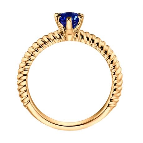 Anello Mariamman - Oro Giallo & Zaffiro Blu Solitario