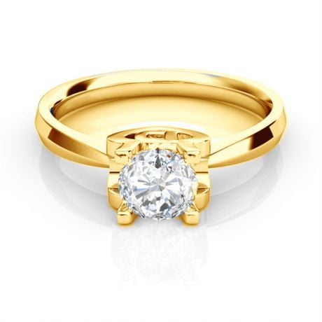 Anello iniziale - Lettera D - Diamante, oro giallo | Gemperles