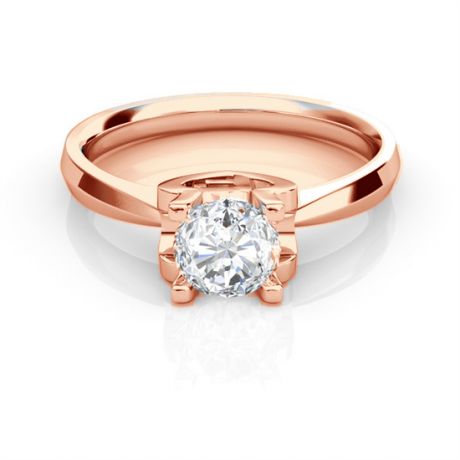 Anello iniziale - Lettera F - Diamante, oro rosa | Gemperles