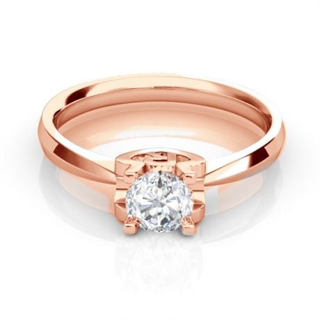 Anello iniziale - Lettera R - Diamante, oro rosa | Gemperles