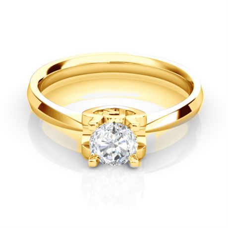 Anello iniziale - Lettera R - Diamante, oro giallo | Gemperles