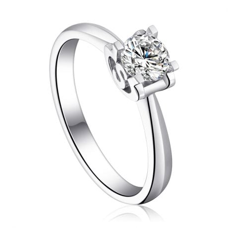 Anello Solitario Lettera Alfabeto S - Platino e Diamante | Gemperles