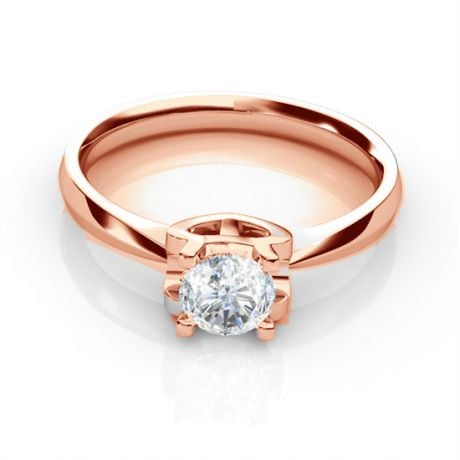 Anello iniziale - Lettera T - Diamante, oro rosa | Gemperles