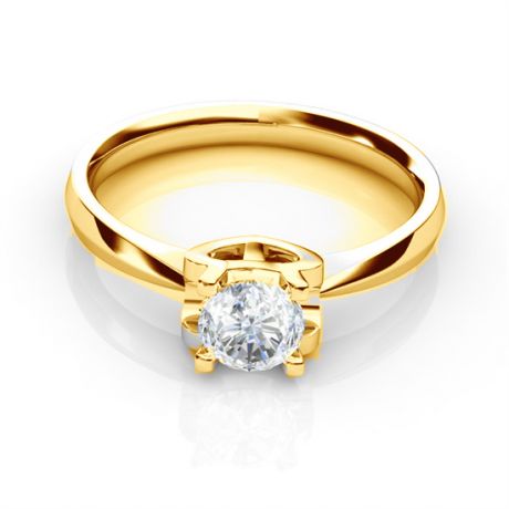 Anello iniziale - Lettera T - Diamante, oro giallo | Gemperles