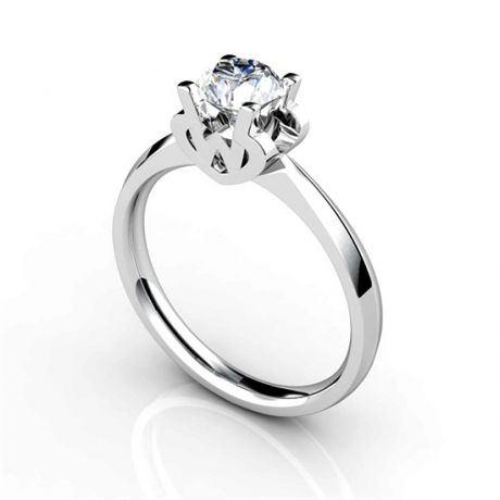 Anello Solitario Lettera Alfabeto W - Platino e Diamante | Gemperles