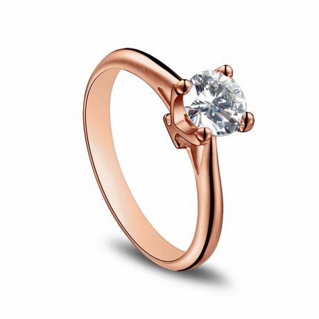 Anello Solitario Lettera Alfabeto Y - Oro Rosa e Diamante | Gemperles