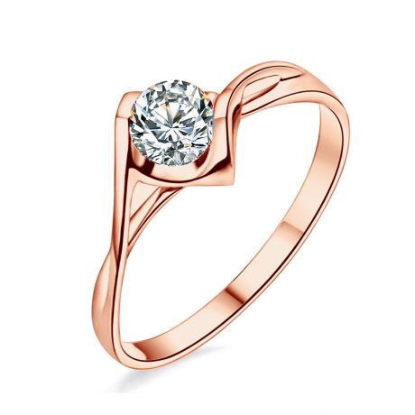 Anello di Fidanzamento A Jeanne - Oro Rosa e Diamante Solitario
