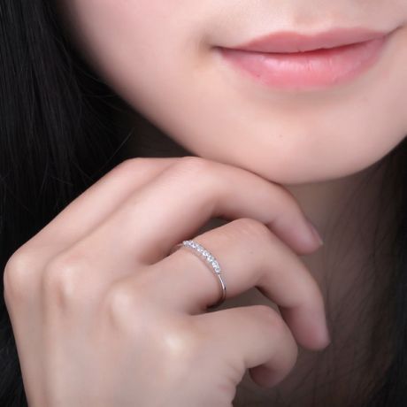 Anello di fidanzamento - Anello in oro bianco 18 carati - Diamanti 0.204ct