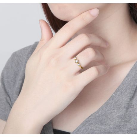 Anello di fidanzamento trilogia in oro giallo - 3 diamanti 0.20ct