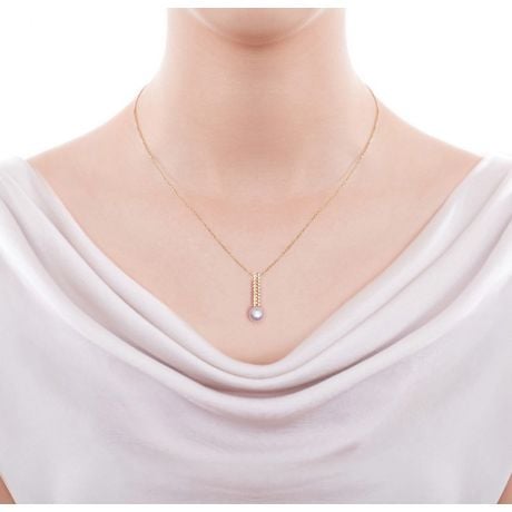 Ciondolo Hatsune Miku - Oro Giallo 18kt, Diamanti e Perla Akoya