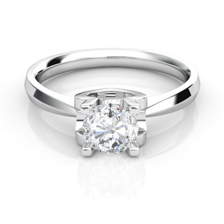 Anello iniziale - Lettera B - Diamante, oro bianco | Gemperles