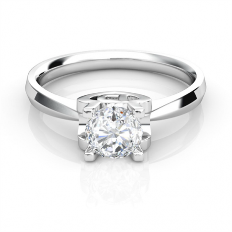 Anello iniziale - Lettera D - Diamante, oro bianco | Gemperles
