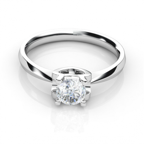 Anello iniziale - Lettera T - Diamante, oro bianco | Gemperles