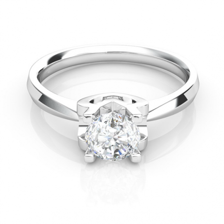 Anello iniziale - Lettera M - Diamante, oro bianco | Gemperles