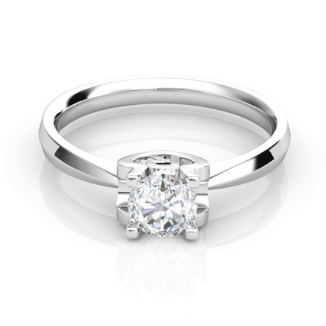 Anello iniziale - Lettera R - Diamante, oro bianco | Gemperles