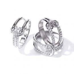 Anello Nodo Marino Oro Bianco, Diamanti | Gemperles
