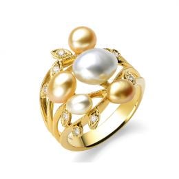 Anello Fiore Segreto 1 - Perle dei Mari del Sud e Oro Giallo
