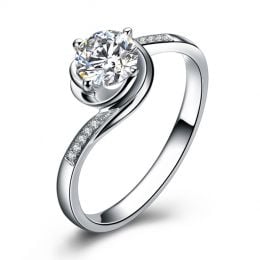 Anello di Fidanzamento Rose Vertige - Diamante Solitario Composto & Oro Bianco | Gemperles