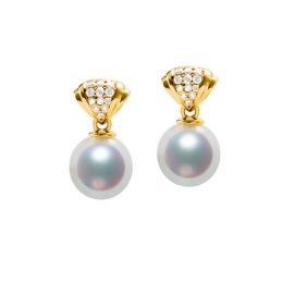Ciondolo, anello e orecchini Sarah Bernhardt. Perle Akoya, o