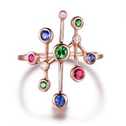 Anello Oro rosa, pietre preziose. Gocce d'amore