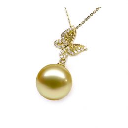 Ciondolo Farfalla Allegra - Oro Giallo, Diamanti & Perla dei