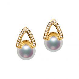 Orecchini Pendenti Masako - Perle Akoya Bianche 8/8.5mm AAA - Farfalla Oro Giallo