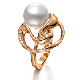 Anello Pêcher - Perla dei Mari del Sud Bianca e Oro Rosa