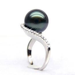 Anello Bora Bora - Oro Bianco, Diamanti e Perla di Tahiti