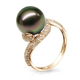 Anello Jet Current - Oro Giallo, Diamanti e Perla di Tahiti
