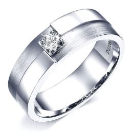 Anello Uomo - Oro bianco 6.90gr - Diamante 0.105ct