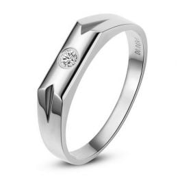 Fede nuziale moderna da Donna. Platino. Diamante 0.032ct