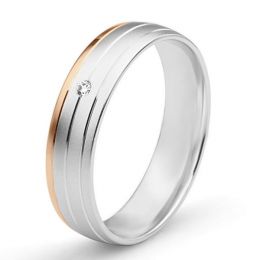 Fede Donna - 2 Ori 3.10gr - Diamanti 0.015ct oro bianco e ro