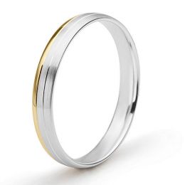 Fede Nuziale Gary per Uomo - Fascia Oro Bianco e Giallo 18kt