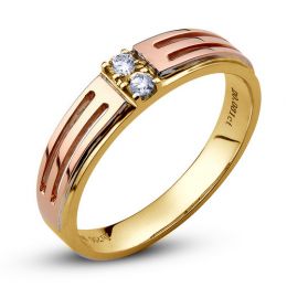 Fede Nuziale Gladis per Donna - Oro Giallo e Rosa, Diamanti