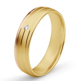 Fede Donna - 2 Ori 3.10gr - Diamanti 0.015ct oro giallo e ro