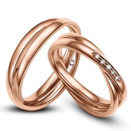 Fedi Nuziali Marthe & Orli - Oro Rosa, Diamanti