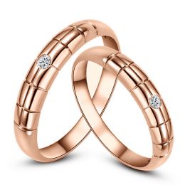 Coppia di Fedi Nuziali Alana & Spencer - Oro Rosa e Diamante