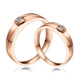 Coppia di Fedi Nuziali Giuliana & Renzo - Oro Rosa, Diamante