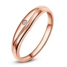 Fede Nuziale Corentine per Donna - Oro Rosa e Diamante Solit