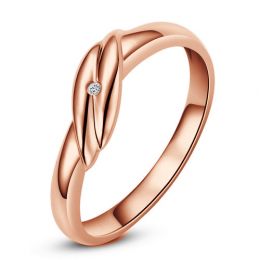 Fede Nuziale per Donna Merry - Oro Rosa e Diamante Solitario