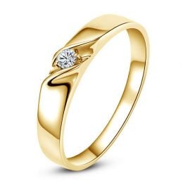 Fede Nuziale Felicity per Donna - Oro Giallo e Diamante Solitario