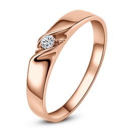 Fede Nuziale Graham per Uomo - Oro Rosa e Diamante Solitario