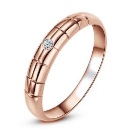 Fede Nuziale per Donna Alana - Oro Rosa e Diamante Solitario