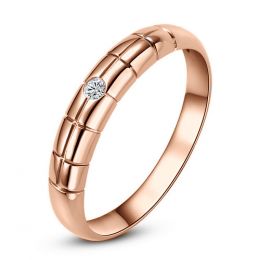 Fede Nuziale per Uomo Spencer - Oro Rosa e Diamante Solitari